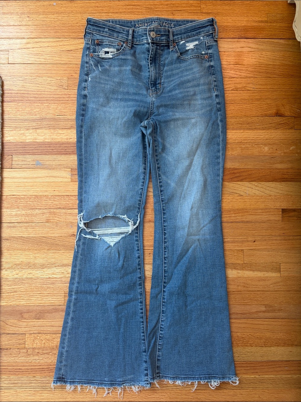 American Eagle Outfitters High-Rise Stretch Blue Flare Jeans